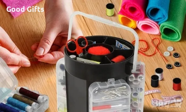 Голям Луксозен комплект Органайзер за шиене от 210 части, снимка 8 - Други стоки за дома - 47508064