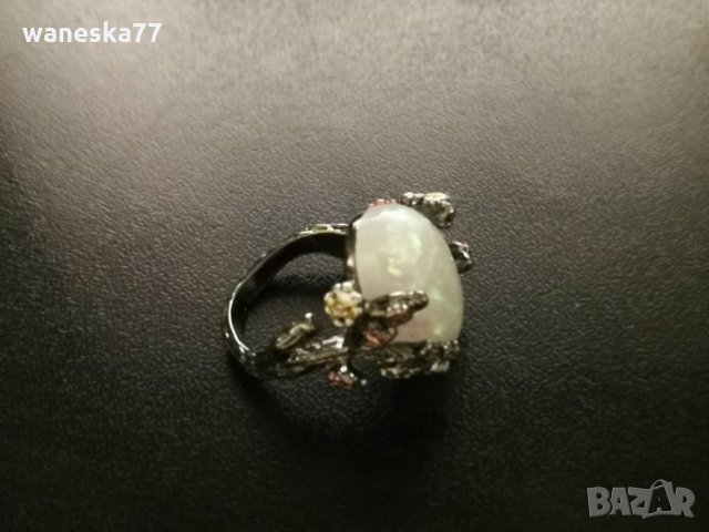 Прекрасен дамски пръстен със сребърно покритие S925, с красив камък с отблясъци и нежни цветя, снимка 6 - Пръстени - 27525617