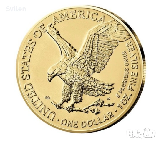 Сребърна монета със златно покритие, снимка 2 - Нумизматика и бонистика - 53117282