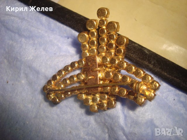СТАРА ПОЗЛАТЕНА РЕТРО АРТ ДЕКО БРОШКА с ПРЕКРАСНИ БОХЕМСКИ ФАСЕТИРАНИ ЮВЕЛИРНО КРИСТАЛИ 27880, снимка 7 - Антикварни и старинни предмети - 37128345