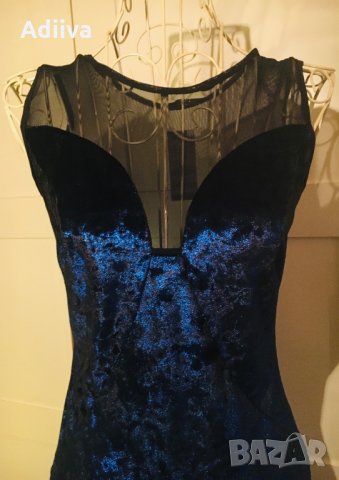 Дамска рокля в тъмно синьо с тюл Размер М, снимка 4 - Рокли - 27780537