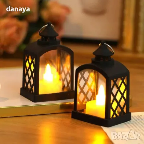 5418 Мини светещ коледен фенер ретро лампа, 9 см