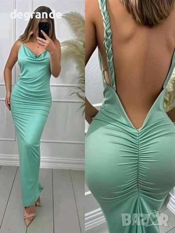 Елегантна дълга рокля с ефектен гръб  ХС С М размер 