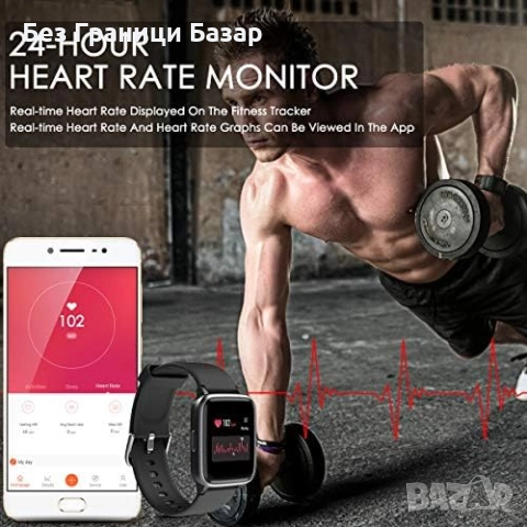 Нов водоустойчив смарт часовник 1.3'' дисплей, Bluetooth тракер, мониторинг на пулс и калории, снимка 4 - Смарт гривни - 52774010