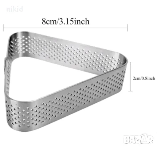 триъгълен метален перфориран ринг Микроперфориран дупки тарт тесто кошнички тарталети Tarte Ring пай