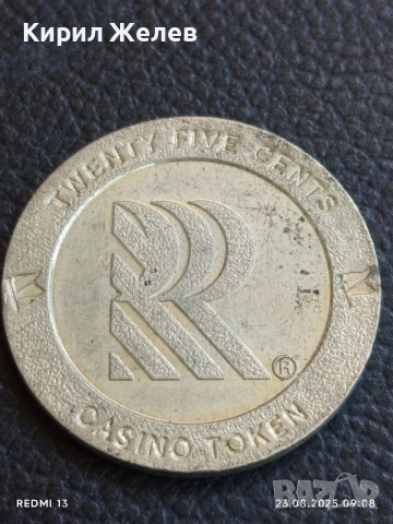 Рядък жетон токен за казино TWENTY FIVE CENTS за КОЛЕКЦИЯ ДЕКОРАЦИЯ АРТ ИНСТАЛАЦИИ 15368, снимка 3 - Други ценни предмети - 51461061