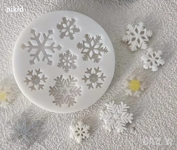 7 снежинки снежинка силиконов молд форма фондан шоколад декор украса, снимка 2 - Форми - 52298618