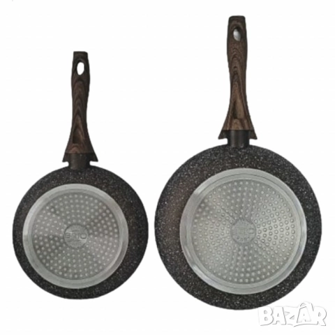 Комплект тигани 9Tnine-4419, 22/26см, Мраморно покритие, Кован алуминий, снимка 3 - Други стоки за дома - 51926195