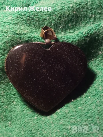 СТАР СЪРЦЕВИДЕН РЕТРО АРТ МЕДАЛЬОН от ШЛИФОВАН ПОЛУСКЪПОЦЕНЕН КАМЪК и БРОНЗ МАЙСТОРСКА РАБОТА 39808, снимка 11 - Антикварни и старинни предмети - 46504070