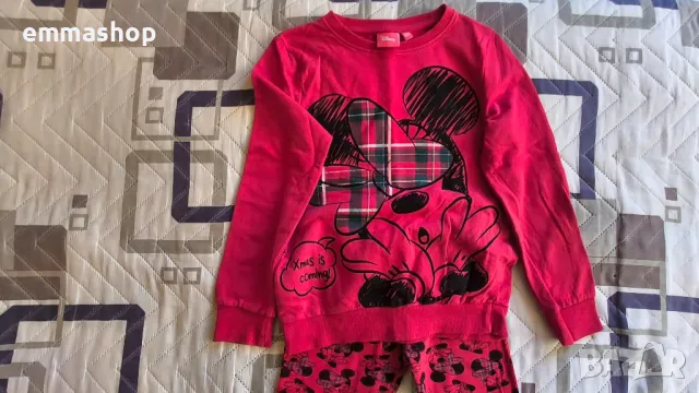 Коледен комплект Disney и подарък рокля с дълъг ръкав размер 128-134 