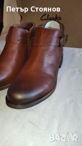 Здрави и удобни дамски боти от естествена кожа Clarks №42, снимка 4 - Дамски боти - 44049001