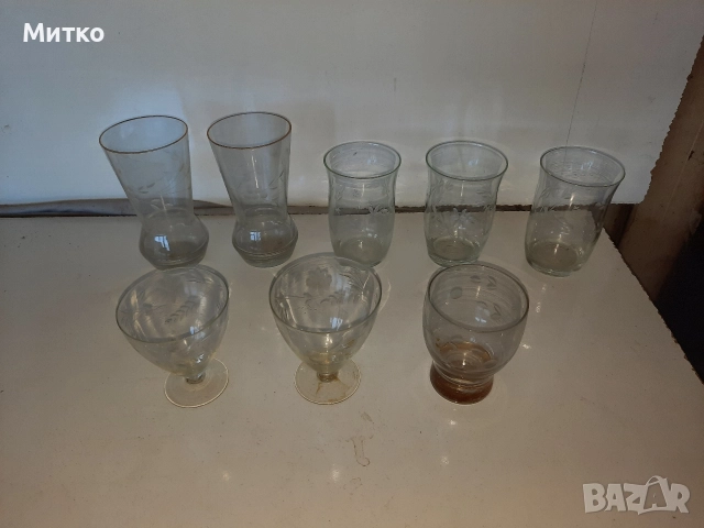Ретро тънкостенни стъклени чаши за вода и алкохол, снимка 14 - Колекции - 52857126