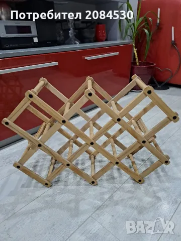 Сгъваема дървена стойка за бутилки