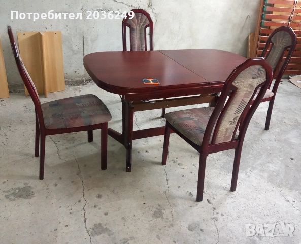 Комплект масивна разтегателна маса- Автомат с 4 стола, снимка 4 - Маси - 53261698