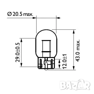 Автомобилна Крушка PHILIPS WY21W, 12V, 21W, фасунга: WX3X16D № 12071CP, снимка 2 - Аксесоари и консумативи - 51047605