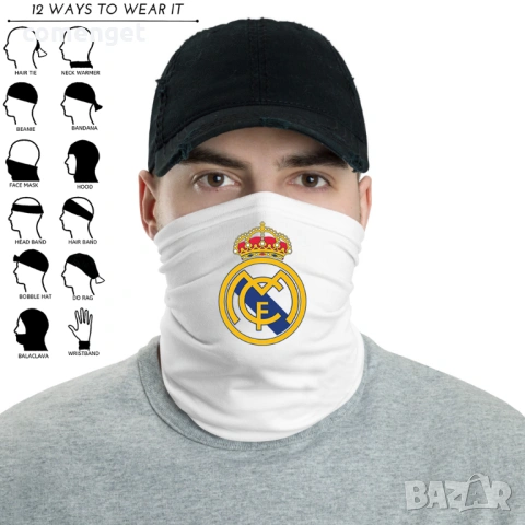 12 в 1 REAL MADRID маска за лице Бандана / Шал / Кърпа / Шапка.