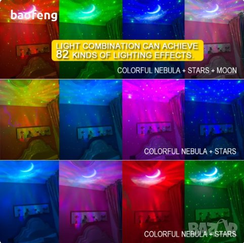 Астронавт звезден LED проектор Izoxis, Нощна лампа за деца, 360 настройка, Дистанционно, Бял, снимка 14 - Лед осветление - 42791579