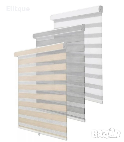 Щори ECD  Ролетни, Текстилни, Двойни, Без пробиване, Включен монтажен материал, Бял,Сив ,Бежов