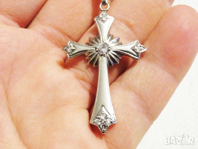 Старинен сребърен кръст Исус Христос със циркони и сребърно синджирче - притежавайте този кръст и на, снимка 5 - Колиета, медальони, синджири - 34997971