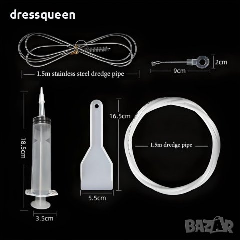 4155 Комплект за почистване на запушен дренаж на хладилник със спринцовка и гъвкава тел с четка, снимка 5 - Други стоки за дома - 44012854