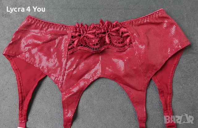 Felina XS/S колан с жартиери в бордо цвят с блясък, снимка 2 - Бельо - 43204238