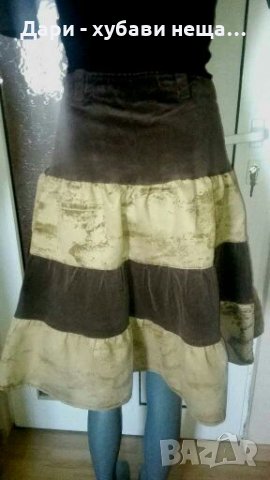 Разкроена пола от джинсов плат и велур👗S,S/M👗арт.3095, снимка 3 - Поли - 32707649