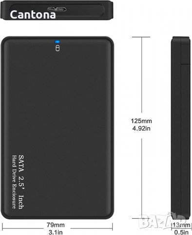 KUNOVA кутия за 2.5 "SATA SSD, HDD, USB 3.0 към SATA адаптер, UASP ускорение, снимка 5 - Други - 39593555