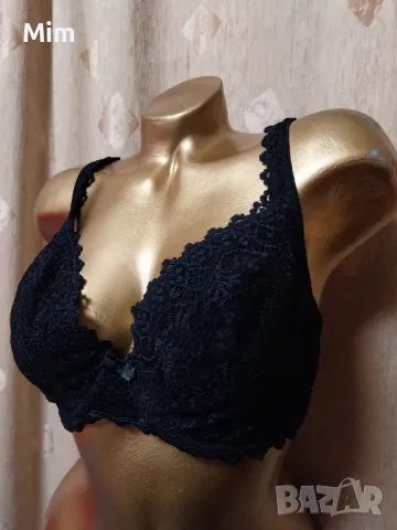 Chantelle 85 E Черен дантелен сутиен , снимка 4 - Бельо - 49747195