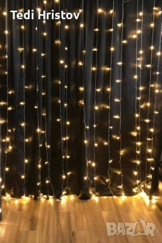 Коледни лампички с 300Led лампи 3 метра на 3 метра ,коледна завеса с дистанционно. , снимка 3 - Декорация за дома - 52529814