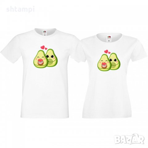 Комплект тениски за влюбени Avocados love Авокадо, снимка 2 - Тениски - 33012496