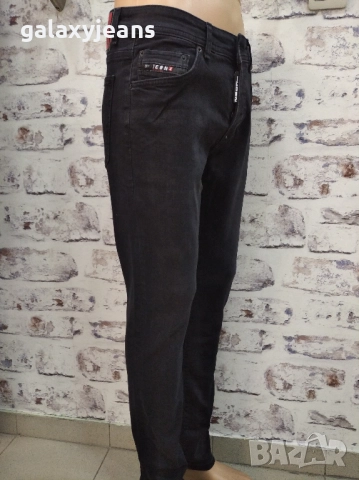 Icon 2- черни дънки слим, изчистени, есенен деним с еластан