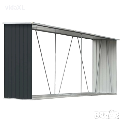 vidaXL Навес за дърва, поцинкована стомана, 330x84x152 см（SKU:47085）