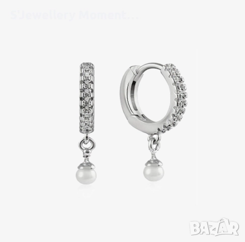 Сребърни обеци 925 халки с перли