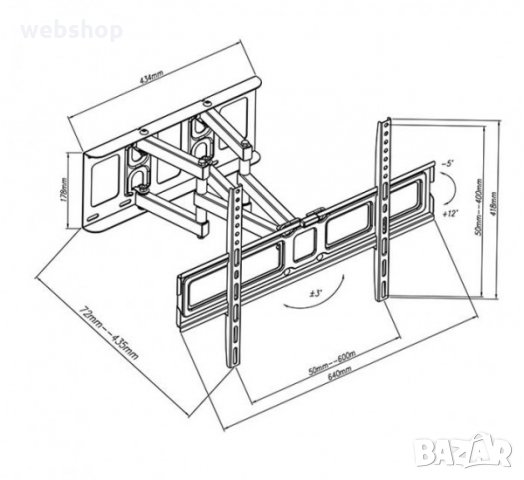 Стоманена Стойка/поставка с регулиране и завъртане за LED телевизор 32-65" 40kg, снимка 3 - Стойки, 3D очила, аксесоари - 33677216