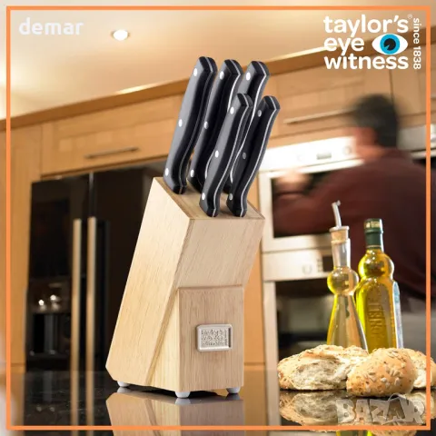 Комплект ножове от 5 части с компактен дървен блок Taylors Eye Witness, снимка 4 - Прибори за хранене, готвене и сервиране - 49988533