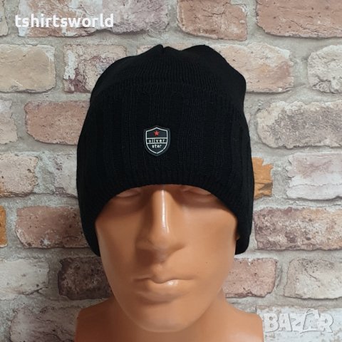 Нова зимна шапка SilverStar с раиран подгъв в черен цвят