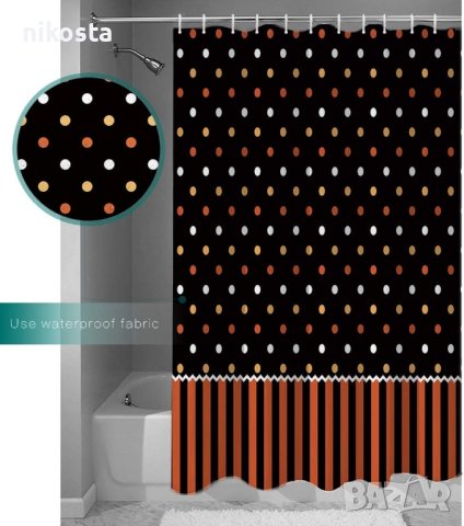 Завеса за баня 180Х180см черна на точки, снимка 1 - Други - 43334681