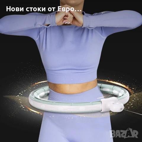 Фитнес обръч, за тренировка Hula Hoop, С тежести и брояч, GREEN, снимка 6 - Спортна екипировка - 50820901
