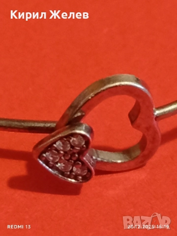 СРЕБЪРНА ГРИВНА СТИЛ Tiffany СЪРЦА с ИНКРУСТИРАНИ КРИСТАЛИ 51109, снимка 5 - Гривни - 52857794