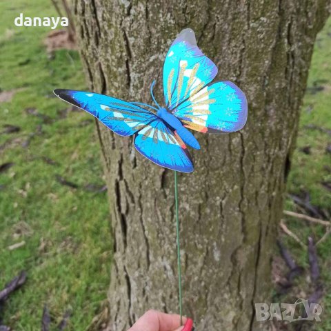 3595 Декоративна градинска пеперуда на колче, снимка 2 - Градински мебели, декорация  - 39782098