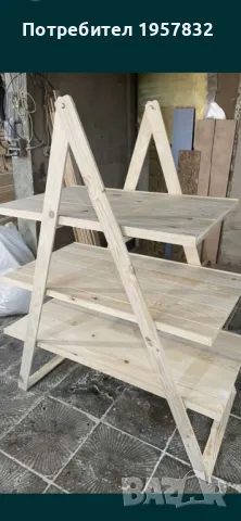 Етажерка тип стълба от дърво, снимка 3 - Секции и витрини - 48841486