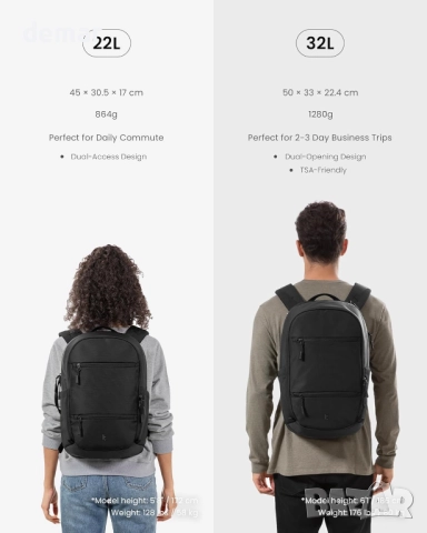 Раница за лаптоп Tomtoc 22L, лека бизнес раница, подходяща за лаптопи 15.6-16 инча, снимка 10 - Раници - 52723234