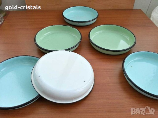 Български емайлирани чинии тавички, снимка 3 - Антикварни и старинни предмети - 28448513