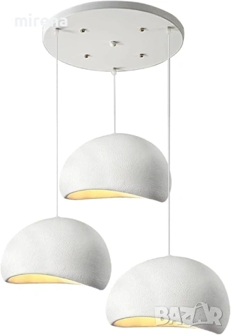 Бял модерен полилей висяща облак 3 каменен скандинавски Wabi-sabi, снимка 12 - Лампи за таван - 51556224