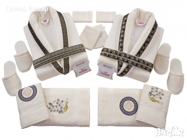 Комплект халати за баня 16 части 100% памук, снимка 2 - Комплекти - 32794890