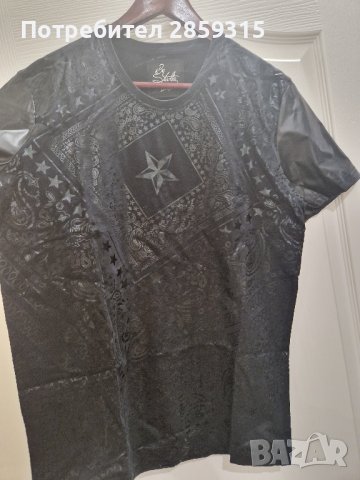 Луксозна мъжка тениска - M размер в черен цвят + еко кожа, снимка 5 - Тениски - 44031764