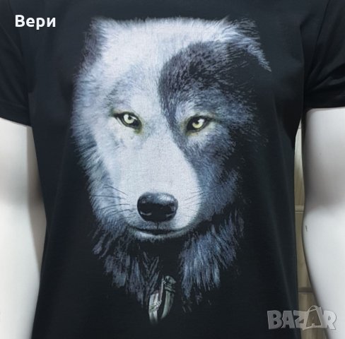 Нова мъжка тениска с дигитален печат Вълк ИН и ЯН, Серия вълци, снимка 3 - Тениски - 27829095