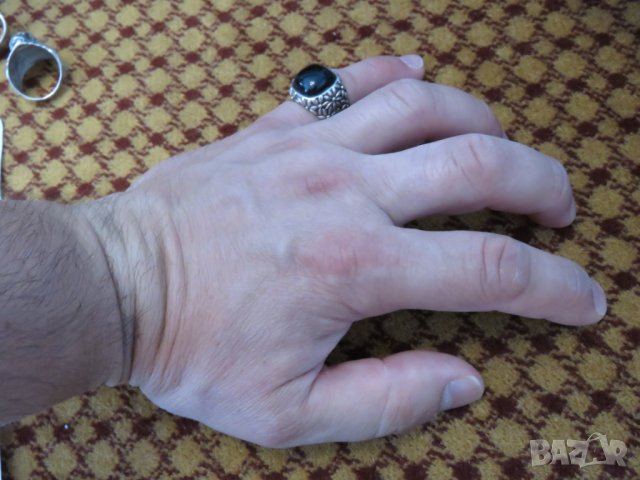 Мъжки сребърен пръстен, Уникалнен дизайнерски  с голям черен оникс  - добавете стил !, снимка 5 - Пръстени - 26265470