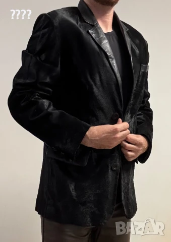 Мъжко яке тип сако от естествена кожа с косъм пони, снимка 3 - Якета - 51289397