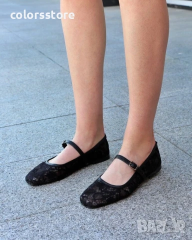 Равни обувки - черна дантела - LR90 